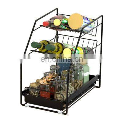 Professional Manufacturer Eco Multifunction Countertop Cabinet 2 Tiers Kitchen Under Sink Metal Storage Spice Racks