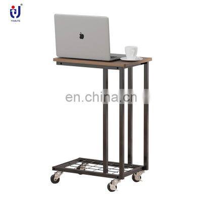 Modern Design Wooden Rotational Side Table Sofa Laptop Table With Wheels