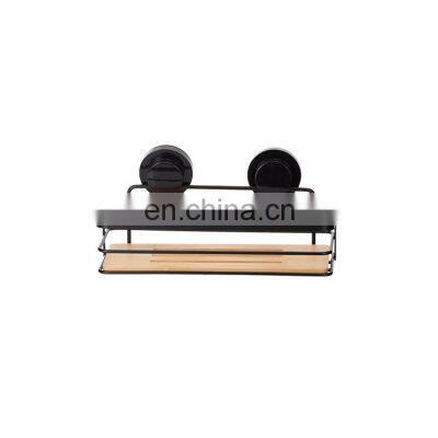 Bamboo Bathroom Rectangle Shower Rack with Easy-loc Suction Wall Mounted bathroom Basket Shelf for Bathroom