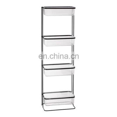Brand New 4 Tier Vertical Standing Bathroom Shelf Metal Rectangular Rack With PS Box Home Storage Rack