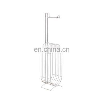 Toilet Paper Holder Stand Tissue Paper Roll Dispenser with Shelf Bathroom Storage Holds
