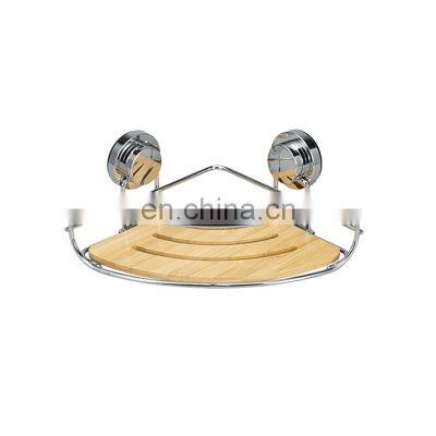 Wall Mounted No Drilling Corner Shelf Decoration Bamboo Bathroom Storage Iron Rack