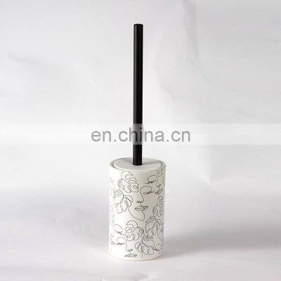 Portrait Black Ceramics Bathroom Decor Accessory Soap Dispenser Tumbler Soap dish Toothbrush Holder Toilet brush