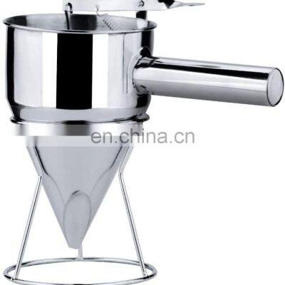 Stainless Steel Dispenser Tool Kitchen Funnel Batter Dispenser with Stand Rack for Baking for Pancakes Waffles