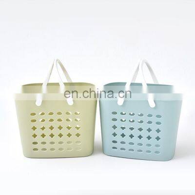 Household bath storage Hotel bathroom use plastic basket with handle Kitchen snack storage box