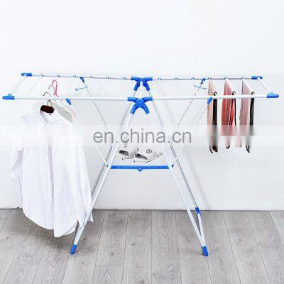 custom online shopping india Folding houseware gullwing three layer clothes hanger motorized rotating clothes rack