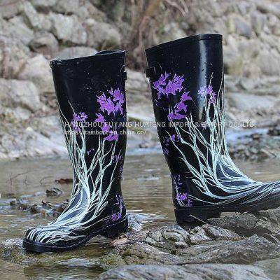 Woman Printing rubber boot,Popular Style female rubber shoes,Colourful ladies rubber boots,Lady rubber rain boot,Outdoors rain boot
