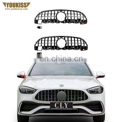 UKISS Auto Grille For Benz 2022 C Class W206 C200 C260 C300 Facelift C63 AMG Grill GTR Chrome Silver Black Grilles
