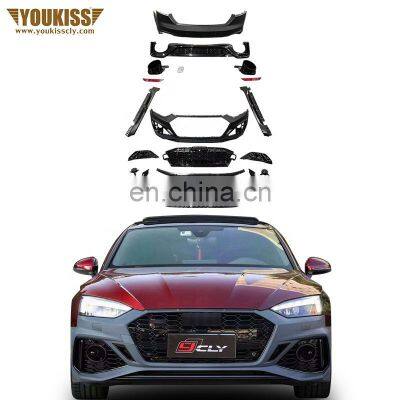 New Style High Quality Car Bumper For Audi 2020-2022 A5 Upgrade RS5 Style Body Kits Front Bumper Car Grille Side Skirt Front Lip