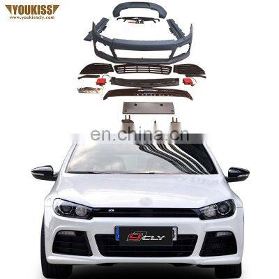 Genuine Car Bumper R-Line Style For Volkswagen Scirocco Facelift R-line Front Bumper Grille Flog Lamp Grille Side Skirt Diffuser