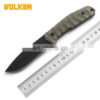 Factory direct sale outdoor camping straight knife fixed blade knife non-slip G10 handle camping tool