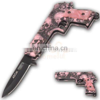 5.9 Inch Gun Shaped Aluminum Handle Mini Folding Camping Tracker Pocket knife