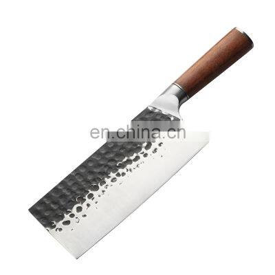 7.8 Inch Forged hammered stainless steel Kitchen Cleaver Chopping Knife with Rose Wood Handle slicing knife