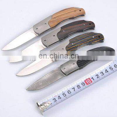 Damascus steel with Colour wood handle pocket knife
