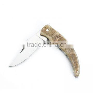 Pocket knife Sheep horn camping folding knife stainless steel blade sheep horn Handle