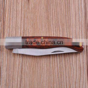 Outdoor camping knife stainless steel blade pakka wood folding blade pocket knife