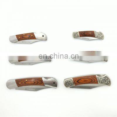Stainless blade pocket knife wood handle camping tactical knife Folding Blade Utility Knives