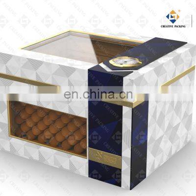 Creativepacking Burl Uniquely Designed clear window Cigar Humidor Box with Drawers