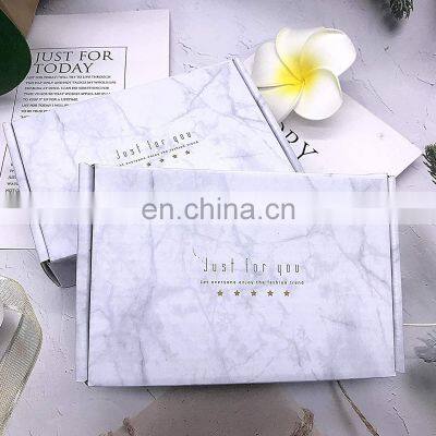 Custom printing logo White Marble corrugated paper box shipping packaging mailer box