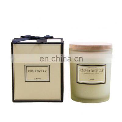 High quality luxury custom logo candle packaging with ribbon white cardboard box