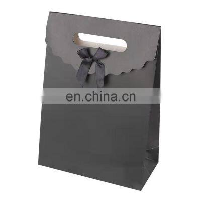 China Supplier Custom LOGO small printed kraft paper gift bag with ribbon Christmas Wedding Gift Packaging box
