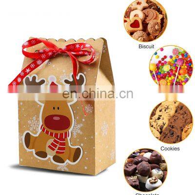 Specially custom logo designed kraft paper bags for reusable candy and biscuit sets Christmas gift boxes