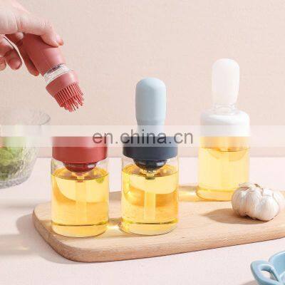 kitchen Oil Dispenser with Brush Silicone Oil Dispenser Brush Glass Container Barbecue Spray Bottle for Kitchen Accessories