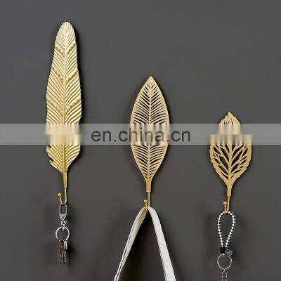 Leaves Shape Iron Hook Nordic Wall Decoration Leaf Key Watch Bags Jewelry Hanging Hook Multifunctional Wall Hanger Rack