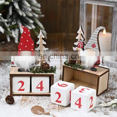 Merry Christmas Wooden Painted Santa Calendar Xmas Ornaments Christmas Decorations For Home New Year Countdown Calendar Gift