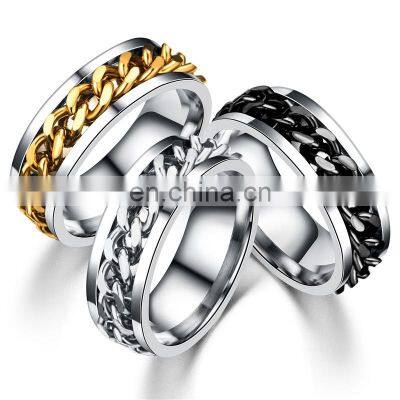 2020 Fashion Charm Men Women Jewelry Rotatable Chain Stainless Steel Ring