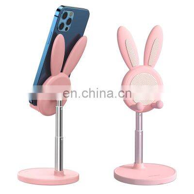 Height Angle Adjustable Cute Bunny Phone Holder Desktop Cell Phone Stand Holder For Mobile Pad Tablet