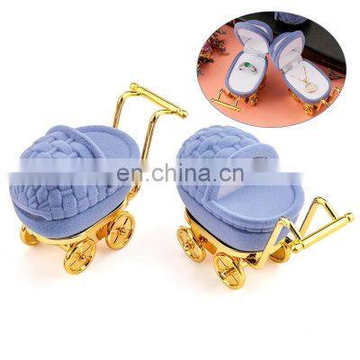 Baby carriage Velvet Jewelry Box stroller Wedding Ring Box Gift Box Holder Case for Earrings Necklaces Bracelets Display