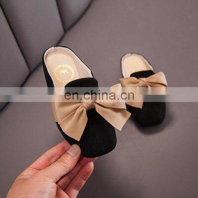 New Kids Slippers Girls Princess Spring Summer Casual Sandal Cute Bow Decorative Soft Leather Rubber Sole Baby Princess Shoes