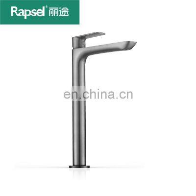 Long Basin Tap Grey Brass Wash Mixer Water Taps Bathroom Basin Faucet Luxury