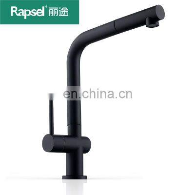 Hot sale single cold tap stainless steel matte black pull down kitchen faucet