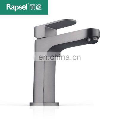 2022 Hot sale single cold basin faucet bathroom brass gun metal basin faucet