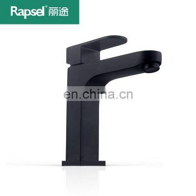 Hot sale bathroom brass tap matte black low single cold basin faucet