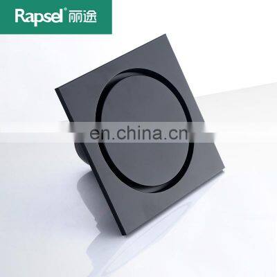 4 Inch Square Shower Floor Drain with Tile Insert Invisible Grate Cover Strainer Brushed Bathroom Drainer