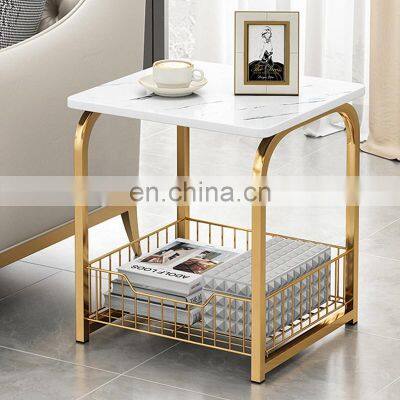 wholesale white and gold living room side table modern end table storage coffee table