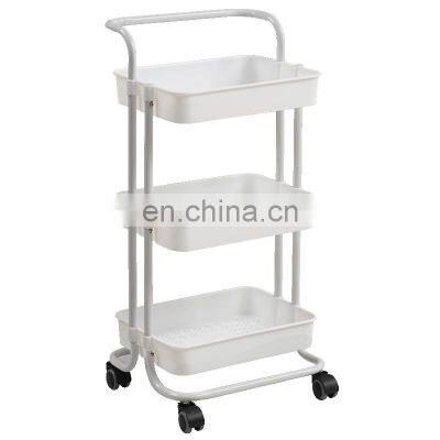 Plastic hand utility rolling cart kitchen food trolley cart storage rack kitchen trolley