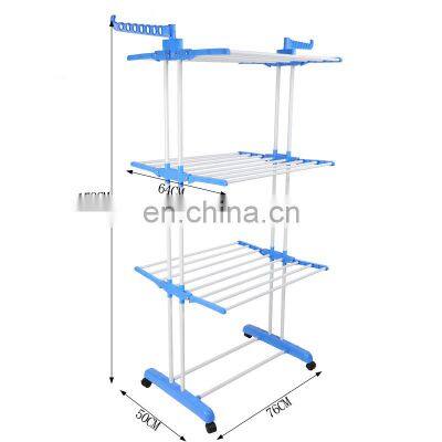 Hot sell 3 Tier Clothes Drying Rack Folding Laundry Dryer Hanger Compact Storage Steel Multifunctional hanger
