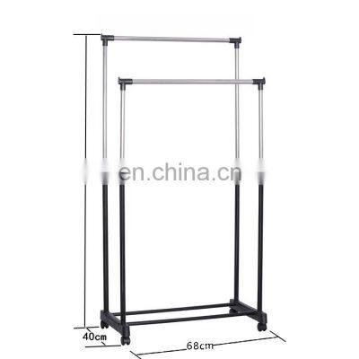 Stainless steel double pole clothes hanger indoor clothes hanger balcony portable clothes hanger