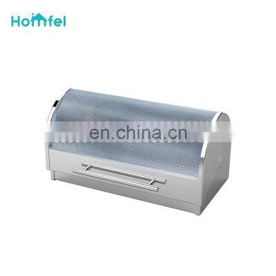 Hot Sales Glass Cover Roll Top Bread Bin Stainless Steel Bread box