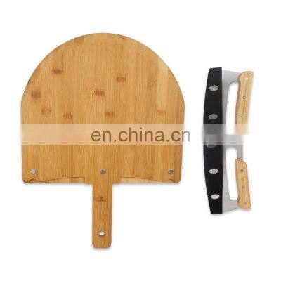 Wholesale Bamboo Wood Pizza Peel Pizza Cutting Chopping Board With Hole