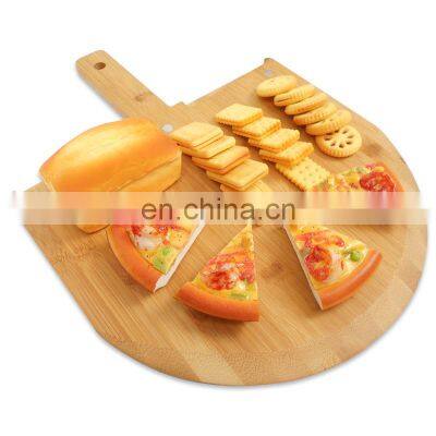 Wide Tapered Blade Wooden Bamboo Pizza Peel Pizza Cutting Board With Magnetic Pizza Knife