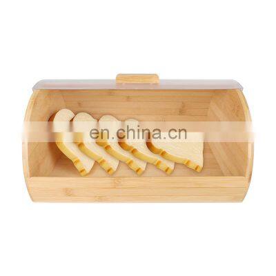 Kitchen Counter-Large Capacity Bread Storage Container Bamboo Bread Box with Window