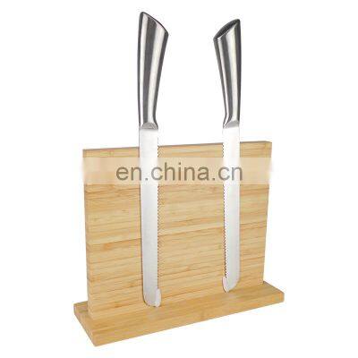Knife Block Bamboo Wood Kitchen Knife Holder Storage Rack For Counter Without Knives