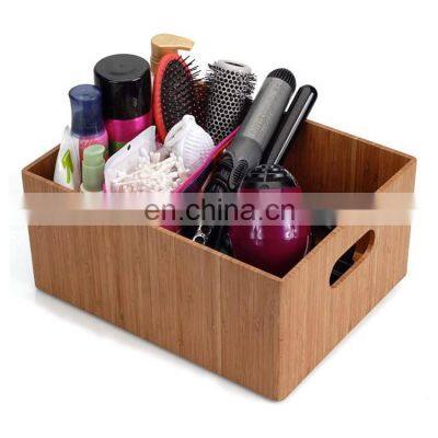 New Design Bamboo Wood Desktop Makeup Desk Bathroom Bin Organizer