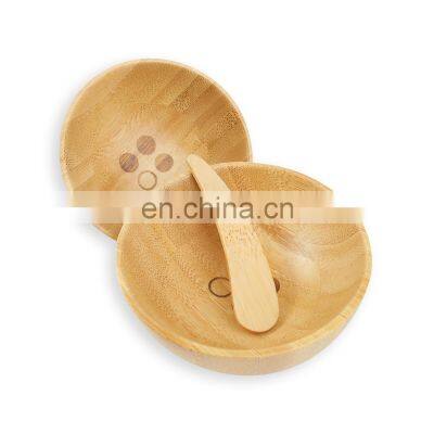 New Designed 100% Natural Bamboo Makeup Bowl Cosmetic Bowl With Flat Set
