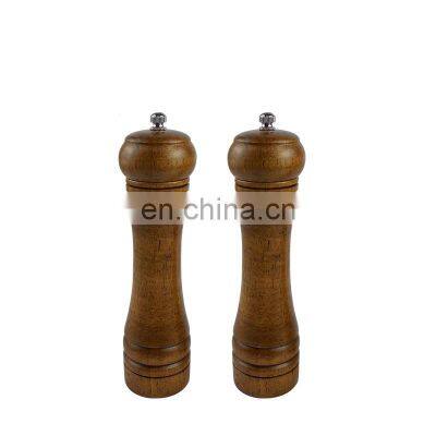 8 Inch Wood Salt Pepper Grinder Shakers Set With Adjustable Ceramic Rotor